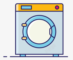纯色风格纯色卡通家用普通洗衣机矢量图高清图片