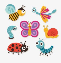 蜜蜂蜗牛蝴蝶动物合集矢量图高清图片