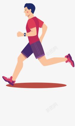 卡通人物插图奔跑跑马拉松的男人素材