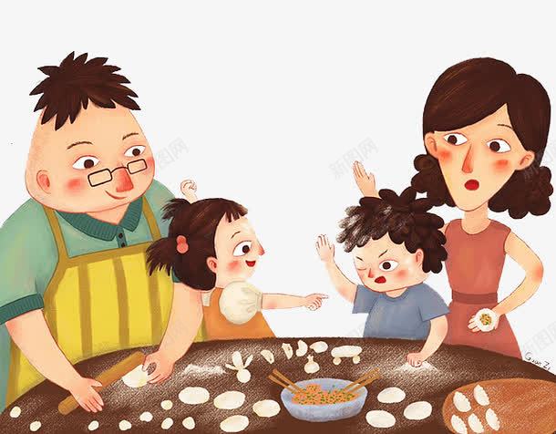 亲人 儿女双全 包饺子 四口之家 家人 家庭 幸福 情亲 温暖 温馨 融洽