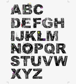 机械字体机械效果英文字母高清图片