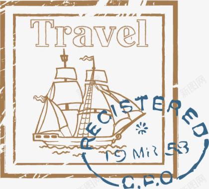 航海类邮戳图标图标