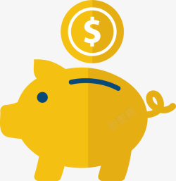 小猪玩具黄色的存钱罐矢量图高清图片