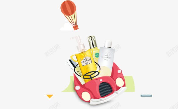 卡通汽车png免抠素材_新图网 https://ixintu.com 化妆品 热气球 粉色卡通汽车
