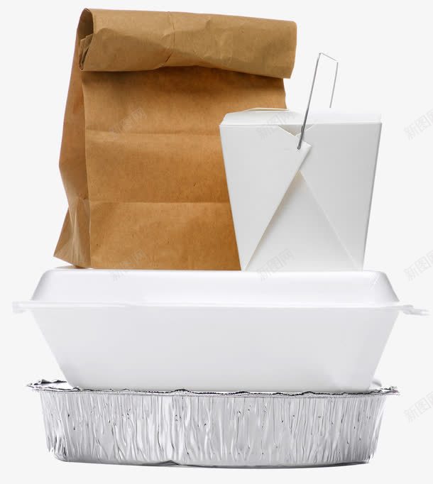 外卖食物包装盒png免抠素材_新图网 https://ixintu.com 一次性餐具 吸油纸袋 外卖食品 纸盒 饭盒