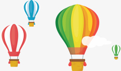 飞舞热气球空中彩虹色热气球矢量图高清图片