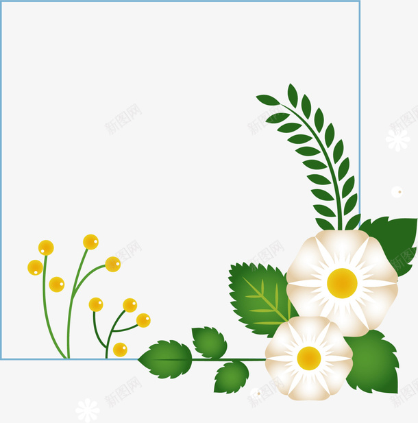 春季美丽花朵框架png免抠素材_新图网 https://ixintu.com 春天 春季 春日 自然 花朵 边框纹理 鲜花 黄色花朵