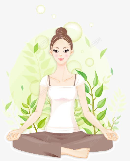 美女做瑜伽png免抠素材_新图网 https://ixintu.com 卡通 塑形 塑身 姑娘 美女做瑜伽矢量素材 花朵 花瓣