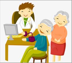 卡通老人量血压老年人量血压高清图片