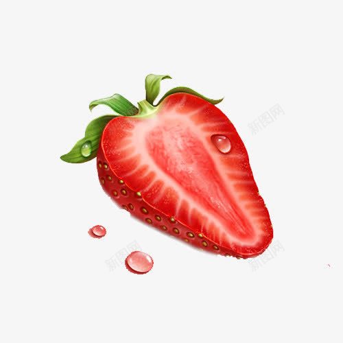 一半的草莓png免抠素材_新图网 https://ixintu.com 半个草莓 水果 瓜果 草莓