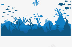 蓝色海底世界生物矢量图素材