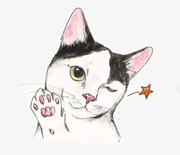 调皮的猫咪png免抠素材_新图网 https://ixintu.com 小猫 手绘 星星 歪头猫咪 眨眼