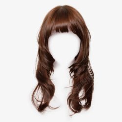 齐刘海发型棕色长发卷发高清图片