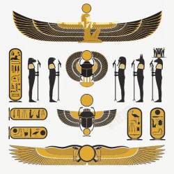 埃及文字古埃及翅膀士兵图案高清图片