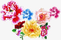 中秋节手绘各色花朵素材