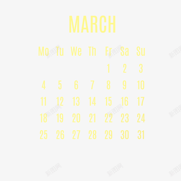 黄色2019年3月日历矢量图ai免抠素材_新图网 https://ixintu.com 2019年 3月 数字 日历 日常 黄色 黄色日历 矢量图