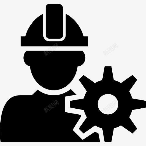 构造函数的帽子和一个齿轮图标png_新图网 https://ixintu.com 人 六角齿轮 工人 帽 帽子 建筑行业 施工 男 设备