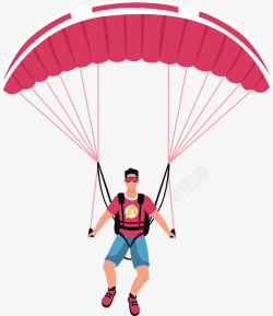 高空跳伞一个红色跳伞运动员高清图片