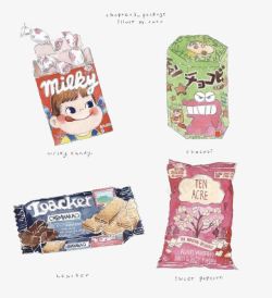 日本包装设计卡通零食高清图片