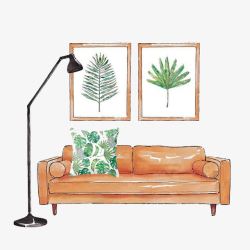 卡通室内装饰手绘客厅家具沙发高清图片