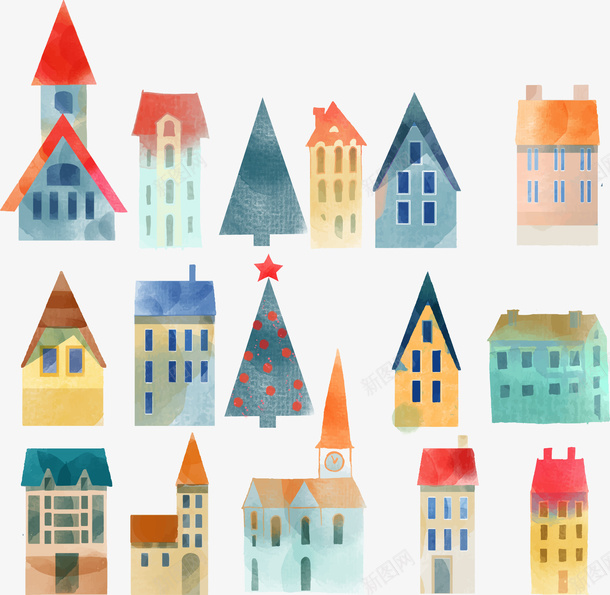 各种小屋子可爱风格png免抠素材_新图网 https://ixintu.com 北欧 可爱 小房子 小清新 建筑 房屋 手绘 水彩风格化