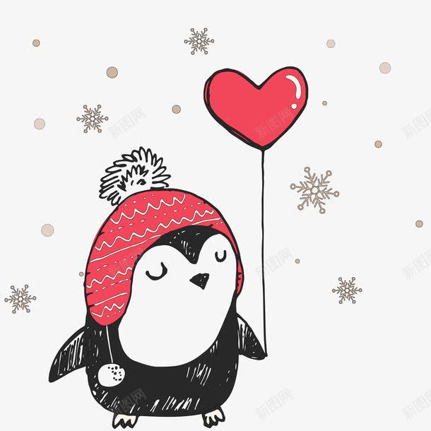 手绘可爱的企鹅动物png免抠素材_新图网 https://ixintu.com 企鹅 动物设计 卡通 可爱 拿着气球