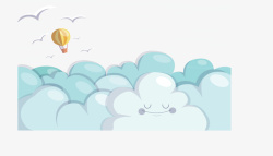 卡通美丽的云层热气球矢量图素材