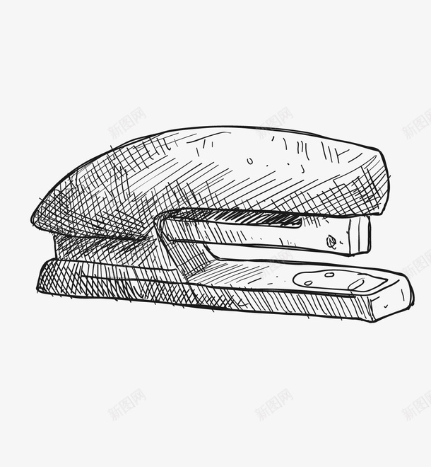 手绘订书机png免抠素材_新图网 https://ixintu.com 一个 卡通 学生用具 手绘 简图 素描 订书机 黑色