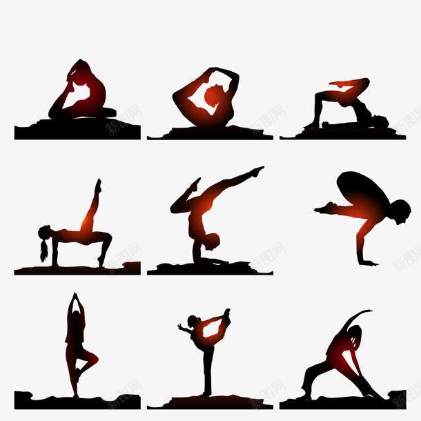 瑜伽剪影图标png_新图网 https://ixintu.com 健身 剪影 瑜伽动作