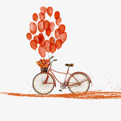 橙色单车单车气球高清图片