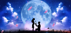 玫瑰星云蓝色浪漫星空情人节背景高清图片