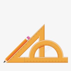 橘色三角形尺子和铅笔高清图片