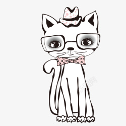 手机壳贴纸手绘卡通漂亮带眼镜小猫高清图片