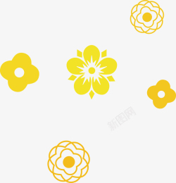 矢量花朵图标精美的金色梅花矢量图图标高清图片