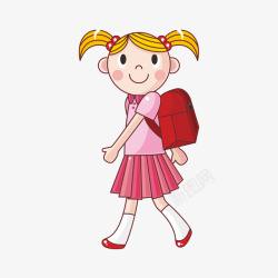背着书包的小女孩背影背着书包上学的小女孩高清图片