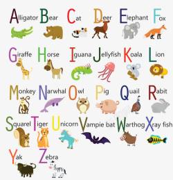 24英文字母卡通动物园24个字母高清图片