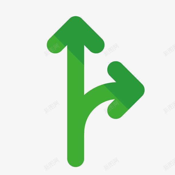绿色箭头图标png_新图网 https://ixintu.com 光泽 分叉 分叉路口 商务 扁平化 指示 方向 箭头 绿色 质感