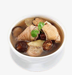 砂锅炖鸡块一碗炖鸡汤高清图片