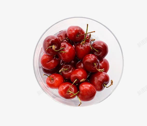 一碗车厘子png免抠素材_新图网 https://ixintu.com 俯视 拍摄 水果 玻璃碗 美食