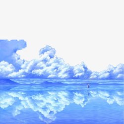 二次元动漫二次元蓝色白云天空高清图片