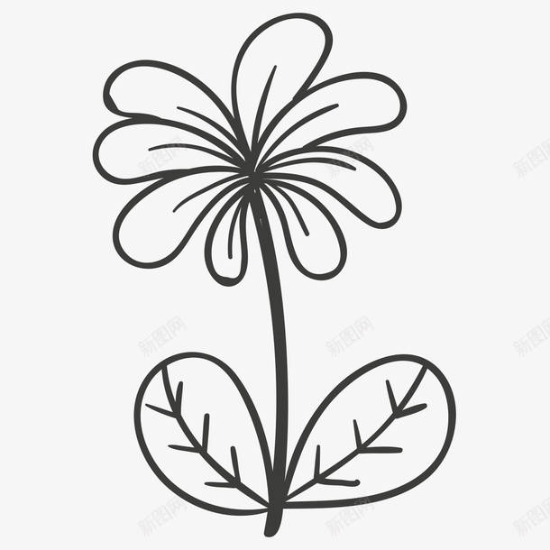 花朵简易画png免抠素材_新图网 https://ixintu.com 儿童画 手绘花朵 粗线条 线描花朵 花朵简易画 黑白花朵