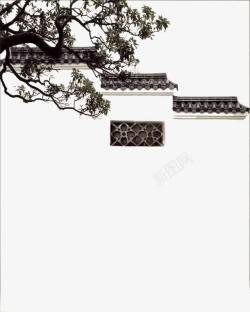 中式庭院梅花形中式建筑高清图片