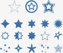 蓝色多边形背景蓝色扁平星星图案矢量图高清图片
