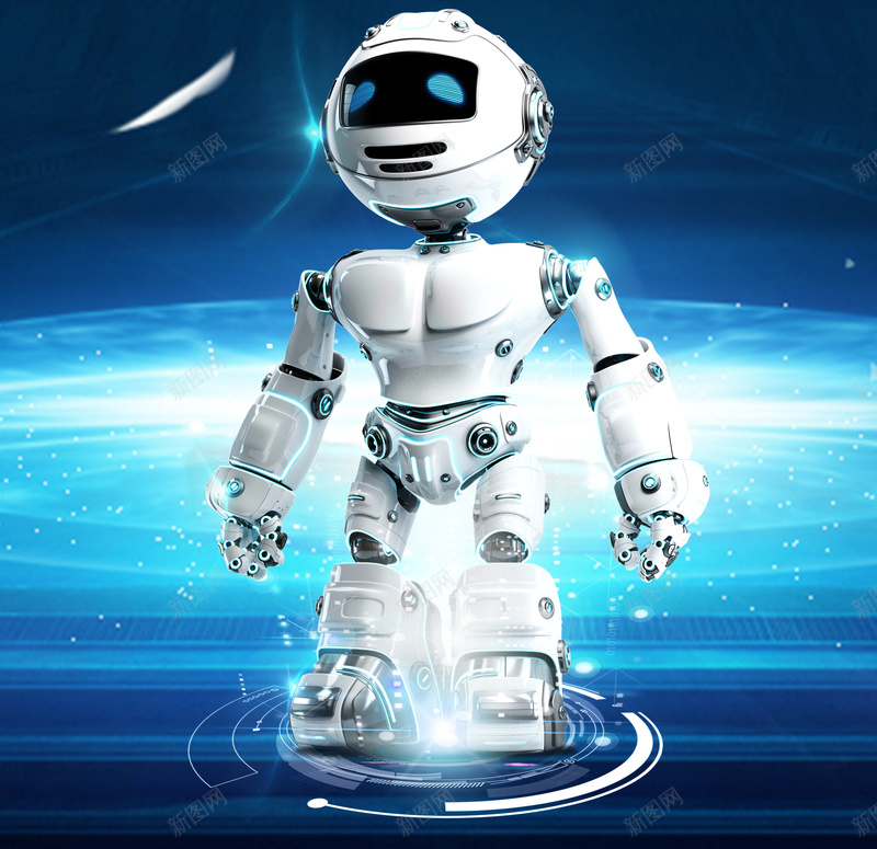 蓝色科技智能时代X展架psd设计背景_新图网 https://ixintu.com 人工智能 引领未来 星球 星空 智能时代 机器人 科技 蓝色