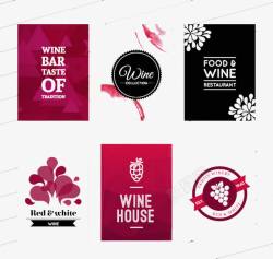 葡萄酒卡片设计6款精美葡萄酒卡片矢量图图标高清图片