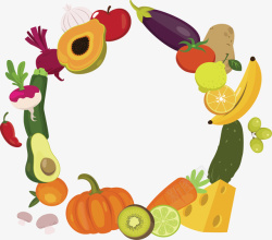 彩色果蔬卡通彩色果蔬边框矢量图高清图片