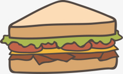 手绘三明治水彩肉食三明治矢量图高清图片