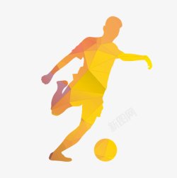 人物黄色踢足球的运动员高清图片