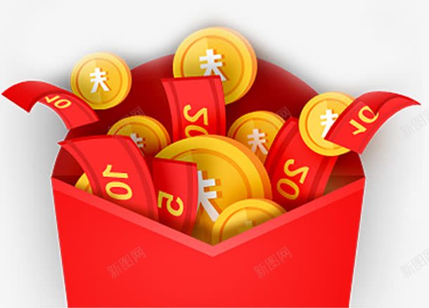 红包装饰图案png免抠素材_新图网 https://ixintu.com 促销 券 卡通 发现金 红包 装饰图案 金币