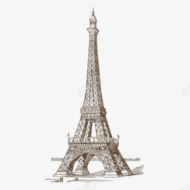 巴黎地标巴黎铁塔建筑旅游景点素矢量图图标图标